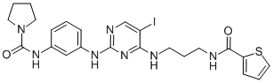 N-[3-[[5-碘-4-[[3-[(2-噻吩基羰基)氨基]丙基]氨基]-2-嘧啶基]氨基]苯基]-1-吡咯烷羧胺结构式_702675-74-9结构式