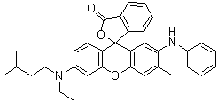 6’-(Ethyl-(3-methylbutyl)amino)-3’-methyl-2’-(phenylamino)spiro[2-benzofuran-3,9’-xanthene]-1-one Structure,70516-41-5Structure
