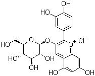 2-(3,4-二羟基苯基)-3-(β-D-吡喃葡萄糖氧基)-5,7-二羟基-1-苯并氯化物结构式_7084-24-4结构式