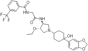 N-[2-[[(3S,4S)-1-[4-(1,3-苯并二氧-5-基)-4-羧基环己基]-4-乙氧基-3-吡咯烷]氨基]-2-氧代乙基]-3-(三氟甲基)-苯甲酰胺结构式_709018-37-1结构式