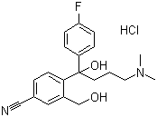 4-[4-(二甲氨基)-1-(4-氟苯基)-1-羟丁基]-3-羟甲基苯腈盐酸盐结构式_717133-25-0结构式