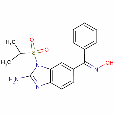 (NE)-N-[(2-氨基-3-丙-2-基磺酰基苯并咪唑-5-基)-苯基亚甲基]羟胺结构式_72301-79-2结构式