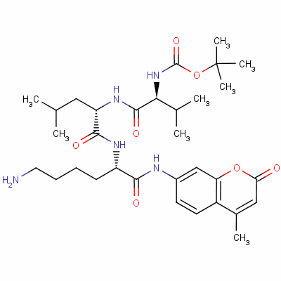 丁氧羰基-缬氨酰-亮氨酰-赖氨酸-7-氨基-4-甲基香豆素结构式_73554-84