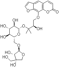9-[(2R)-3-[(6-O-D-芹糖-BETA-D-呋喃糖基-BETA-D-吡喃葡萄糖基)氧基]-2-羟基-3-甲基丁氧基]-7H-呋喃并[3,2-G][1]苯并吡喃-7-酮结构式_765316-44-7结构式