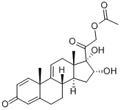 (16alpha)-16,17-二羟基-3,20-二氧代孕甾烷-1,4,9(11)-三烯-21-基乙酸酯结构式_77017-20-0结构式