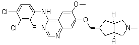 N-(3,4-二氯-2-氟苯基)-6-甲氧基-7-(((3aR,6aS)-2-甲基八氢环戊并[c]吡咯-5-基)甲氧基)喹唑啉-4-胺结构式_781613-23-8结构式
