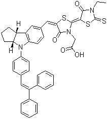 5-[[4-[4-(2,2-二苯基乙烯)苯基]-1,2,3,3a,4,8b-六氢环戊[b]吲哚-7-基]亚甲基]-2-(3-乙基-4-氧代-2-thi氧代-5-噻唑啉亚基)-4-氧代-3-噻唑烷乙酸结构式_786643-20-7结构式