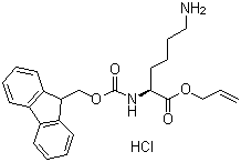 (S)-乙酸烯丙酯2-((((9H-芴-9-基)甲氧基)羰基)氨基)-6-氨基己盐酸盐结构式_815619-80-8结构式