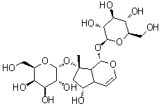 [(1S,4aα,7aα)-1α-(β-D-吡喃葡萄糖氧基)-1,4a,5,6,7,7a-六氢-5β-羟基环戊并[c]吡喃-7α-基]α-D-半乳糖吡喃糖苷结构式_81720-07-2结构式