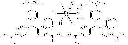 Bis[[4-[[4-(diethylamino)phenyl][4-(ethylamino)-1-naphthyl]methylene]cyclohexa-2,5-dien-1-ylidene]diethylammonium] dicopper(1+) hexa(cyano-c)ferrate(4-) Structure,82338-76-9Structure