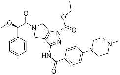 (R)-乙基 5-(2-甲氧基-2-苯基乙酰基)-3-(4-(4-甲基哌嗪-1-基)苯酰胺)-5,6-二氢吡咯并[3,4-c]吡唑-1(4h)-羧酸结构式_827318-78-5结构式