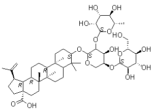 LUP-20(29)-EN-28-OIC ACID, 3-[Β-D-吡喃葡萄糖(1→4)[A-L-RHAMNO吡喃并SYL) (1→2)-A-L-ARABINO吡喃并SYL]氧基], (3Β,4A)-)结构式_848784-87-2结构式