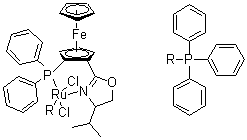 (R)-2-[(RP)-2-(二苯基膦)二茂铁基]-4-异丙基-2-噁唑啉三苯基膦氯化钌(II)络合物结构式_849921-25-1结构式
