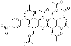 4-硝基苯基-2-乙酰氨基-4-O-(2,3,4,6-四-O-乙酰基-β-D-吡喃半乳糖苷)-3，6-二-乙酰基-2-脱氧-β-D-葡萄糖糖苷结构式_85193-88-0结构式