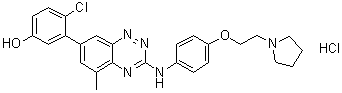 4-氯-3-[5-甲基-3-[[4-[2-(1-吡咯烷)乙氧基]苯基]氨基]-1,2,4-苯并噻嗪-7-基]苯酚盐酸盐结构式_867331-64-4结构式
