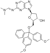5-O-(二甲氧基三苯甲游基)-2-(二甲基氨基亚甲基-氨基)嘌呤-2-脱氧核糖甙结构式_869354-94-9结构式