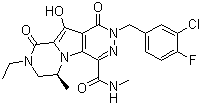 (S)-2-(3-氯-4-氟苄基)-8-乙基-10-羟基-N,6-二甲基-1,9-二氧代-1,2,6,7,8,9-六氢吡嗪o[1,2:1,5]吡咯并[2,3-d]吡嗪-4-羧酰胺结构式_869901-69-9结构式