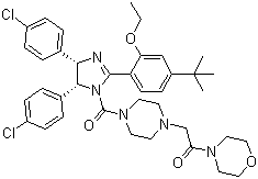 2-[4-[[(4S,5r)-4,5-双(4-氯苯基)-2-[4-(1,1-二甲基乙基)-2-乙氧基苯基]-4,5-二氢-1H-咪唑-1-基]羰基]-1-哌嗪]-1-(4-吗啉)乙酮结构式_870120-40-4结构式
