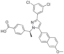 (S)-4-(1-(3-(3,5-二氯苯基)-5-(6-甲氧基萘-2-基)-1H-吡唑-1-基)乙基)苯甲酸结构式_870823-11-3结构式