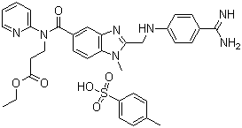 N-[[2-[[[4-(氨基亚氨基甲基)苯基]氨基]甲基]-1-甲基-1H-苯并咪唑-5-基]羰基]-N-2-吡啶基-beta-丙氨酸乙酯 4-甲基苯磺酸盐结构式_872728-85-3结构式