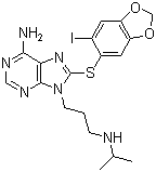 8-((6-碘苯并[d][1,3]二氧代l-5-基)硫代)-9-(3-(异丙基氨基)丙基)-9H-嘌呤-6-胺结构式_873436-91-0结构式