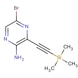 5-溴-3-((三甲基甲硅烷基)乙炔)吡嗪-2-胺结构式_875781-41-2结构式