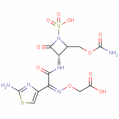 ({(Z)-[1-(2-氨基-1,3-噻唑-4-基)-2-({(2S,3S)-2-[(氨基甲酰氧基)甲基]-4-氧代-1-磺基-3-氮杂环丁基}氨基)-2-氧代乙亚基]氨基}氧基)乙酸结构式_87638-04-8结构式