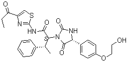 (2S,3S)-2-((R)-4-(4-(2-羟基乙氧基)苯基)-2,5-二氧代咪唑啉-1-基)-3-苯基-N-(4-丙酰基噻唑-2-基)丁酰胺结构式_876755-27-0结构式
