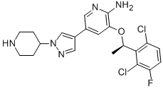 3-[(1R)-1-(2,6-二氯-3-氟苯基)乙氧基]-5-[1-(4-哌啶)-1H-吡唑-4-基]-2-吡啶胺结构式_877399-52-5结构式