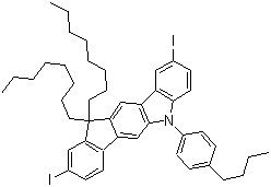 5-(4-丁基苯基)-5,11-二氢-2,9-二碘-11,11-二辛基-茚并[1,2-b]咔唑结构式_879689-97-1结构式