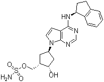 氨基磺酸 [(1S,2S,4R)-4-[4-[[(1S)-2,3-二氢-1H-茚-1-基]氨基]-7H-吡咯并[2,3-D]嘧啶-7-基]-2-羟基环戊基]甲基酯结构式_905579-51-3结构式
