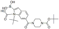 1H-Indole-1-carboxylic acid, 2-borono-6-[[4-[(1,1-dimethylethoxy)carbonyl]-1-piperazinyl]carbonyl]-, 1-(1,1-dimethylethyl) ester Structure,913388-59-7Structure
