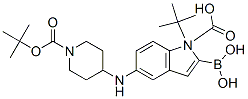 1H-Indole-1-carboxylic acid, 2-borono-5-[[1-[(1,1-dimethylethoxy)carbonyl]-4-piperidinyl]amino]-, 1-(1,1-dimethylethyl) ester Structure,913388-67-7Structure