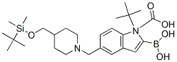 1H-Indole-1-carboxylic acid, 2-borono-5-[[4-[[[(1,1-dimethylethyl)dimethylsilyl]oxy]methyl]-1-piperidinyl]methyl]-, 1-(1,1-dimethylethyl) ester Structure,913388-71-3Structure