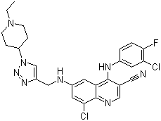 8-氯-4-[(3-氯-4-氟苯基)氨基]-6-[[[1-(1-乙基-4-哌啶)-1H-1,2,3-三唑-4-基]甲基]氨基]-3-喹啉甲腈结构式_915363-56-3结构式