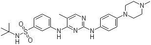 N-(1,1-二甲基乙基)-3-[[5-甲基-2-[[4-(4-甲基-1-哌嗪)苯基]氨基]-4-嘧啶]氨基]苯磺酰胺结构式_936091-14-4结构式