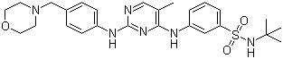 N-叔丁基-3-(5-甲基-2-(4-(吗啉甲基)苯基氨基)嘧啶-4-基氨基)苯磺酰胺结构式_936091-15-5结构式