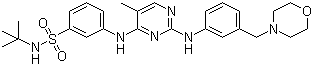 N-(1,1-二甲基乙基)-3-[[5-甲基-2-[[3-(4-吗啉甲基)苯基]氨基]-4-嘧啶]氨基]苯磺酰胺结构式_936091-56-4结构式
