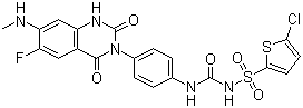 5-氯-N-[[[4-[6-氟-1,4-二氢-7-(甲基氨基)-2,4-二氧代-3(2H)-喹唑啉基]苯基]氨基]羰基]-2-噻吩磺酰胺结构式_936500-94-6结构式