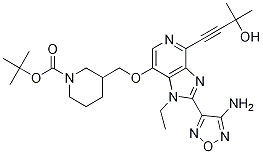 (S)-3-((2-(4-氨基-1,2,5-噁二唑-3-基)-1-乙基-4-(3-羟基-3-甲基-1-丁炔基)-1H-咪唑并[4,5-c]吡啶-7-基氧基)甲基)哌啶-1-羧酸叔丁酯结构式_937174-75-9结构式