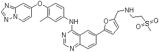 N-(4-([1,2,4]噻唑并[1,5-a]吡啶-7-基氧基)-3-甲基苯基)-6-(5-(((2-(甲基磺酰基)乙基)氨基)甲基)呋喃-2-基)喹唑啉-4-胺结构式_937265-83-3结构式