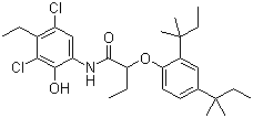 2-[2,4-双(1,1-二甲基丙基)苯氧基]-N-(3,5-二氯-4-乙基-2-羟基苯基)丁酰胺结构式_93951-12-3结构式