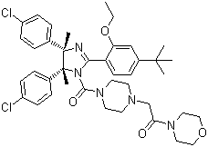 2-[4-[[(4S,5R)-4,5-双(4-氯苯基)-2-[4-(1,1-二甲基乙基)-2-乙氧苯基]-4,5-二氢-4,5-二甲基-1H-咪唑-1-基]羰基]-1-哌嗪基]-1-(4-吗啡啉)乙酮结构式_939981-37-0结构式