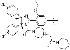 Rel-2-[4-[[(4r,5s)-4,5-双(4-氯苯基)-2-[4-(1,1-二甲基乙基)-2-乙氧基苯基]-4,5-二氢-4,5-二甲基-1H-咪唑-1-基]羰基]-1-哌嗪]-1-(4-吗啉)乙酮结构式_939983-14-9结构式
