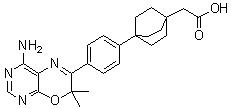 4-[4-(4-氨基-7,7-二甲基-7H-嘧啶并[4,5-b][1,4]噁唑-6-基)苯基]双环[2.2.2]辛烷-1-乙酸结构式_942999-61-3结构式