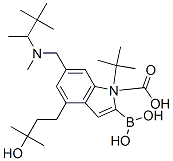1H-Indole-1-carboxylic acid, 2-borono-4-(3-hydroxy-3-methylbutyl)-6-[[methyl(1,2,2-trimethylpropyl)amino]methyl]-, 1-(1,1-dimethylethyl) ester Structure,943637-14-7Structure
