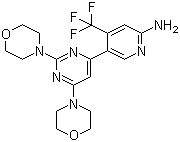5-[2,6-二(4-吗啉)-4-嘧啶]-4-(三氟甲基)-2-吡啶胺结构式_944396-07-0结构式