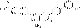 (S)-2-氨基-3-(4-(2-氨基-6-((R)-2,2,2-三氟-1-(3-甲氧基-[1,1-联苯]-4-基)乙氧基)嘧啶-4-基)苯基)丙酸结构式_945976-76-1结构式
