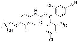 2-[4-氯-2-(3-氯-5-氰基苯甲酰基)苯氧基]-N-[3-氟-4-(2-羟基-2-甲基丙氧基)-2-甲基苯基]乙酰胺结构式_954406-32-7结构式