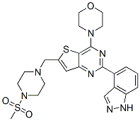 2-(1H-吲唑-4-基)-6-[[4-(甲基磺酰基)-1-哌嗪基]甲基]-4-(4-吗啉基)噻吩并[3,2-d]嘧啶结构式_957054-30-7结构式